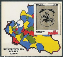 Poland SOLIDARITY (S289): Poland In The Seventeenth Century Voivodeship Wilno Vilnius Crest Map - Solidarnosc Vignetten