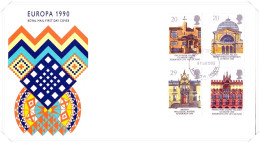 1990 Architecture & Europa Unaddressed FDC Tt - 1981-1990 Decimal Issues