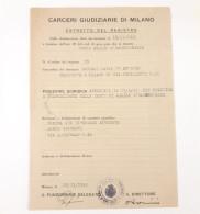 R.S.I. Documento Del 28 NOVEMBRE 1945 - Estratto Del Registro - Carceri Giudiziarie Di Milano Barracu Maria Fu Antonio - Documenti