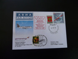Lettre Premier Vol First Flight Cover Moscow Koln Airbus A319 Germanwings Lufthansa 2013 - Lettres & Documents