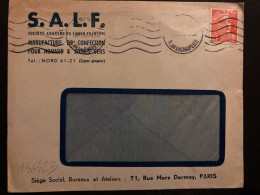 LETTRE SALF MANUFACTURE DE CONFECTION MANTEAU SALF FROID OU PLUIE TP M DE GANDON 12F OBL.MEC.25 III 52 PARIS 58 - Briefe U. Dokumente