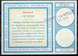 ANDORRE / ANDORRA  Vi20  1,10  FRANC  International Reply Coupon Reponse Antwortschein IAS IRC  ANDORRE-LA-VIELLE 66-920 - Ganzsachen & Prêts-à-poster