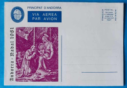 Andorra Viguerie Andorre Aérogramme Mint Neuf 1981 Noël Nadal - Vicariato Episcopale