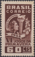 1954 Brasilien *F Mi:BR 866, Sn:BR 814, Yt:BR 596, Girl, Torch And Spring Flowers, Sixth Spring Games - Nuovi