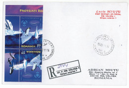 NCP 10 - 2144-a Romania, PINGUINS - Registered Letter, Stamps TETE BECHE - 2011 - Storia Postale