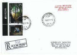 NCP 10 - 308-a EUROPA 2011 - Romania - Forest And Buck - Registered, Stamp With TABS Salamander - 2011 - Cartas & Documentos