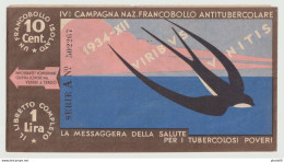 1934 VII CAMPAGNA NAZIONALE 10 FRANCOBOLLI ANTITUBERCOLARE LIBRETTO - Erinofilia