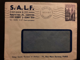 LETTRE SALF MANUFACTURE DE CONFECTION MANTEAU SALF FROID OU PLUIE TP QUIMPER 12F OBL.MEC.24 VI 55 PARIS 58 - Briefe U. Dokumente