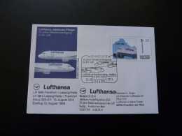 Entier Postal Stationery Plusbrief Airbus A380 Vol Special Flight Leipzig Frankfurt Lufthansa 2014 - Private Covers - Used