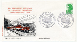 Env. Illustrée Affr 1,60F Sabine - 40eme Expo Des Cheminots Philatélistes - Paris - 28-29/1/1983 - Trains