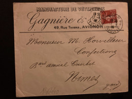 LETTRE MANUFACTURE DE VETEMENTS GAGNIERE & FILS TP SEMEUSE 10c OBL.17-6 10 AVIGNON Pl. PIE VAUCLUSE (84) - Cartas & Documentos