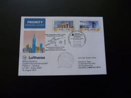 Entier Postal Stationery Vol Special Flight Frankfurt To Nanjing Youth Olympic Games Fencing Lufthansa 2014 - Privatumschläge - Gebraucht