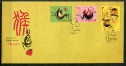 SINGAPUR 2370-2372 FDC - Jahr Des Affen, Year Of The Monkey, Année Du Singe, Zodiac - SINGAPORE / SINGAPOUR - Singapore (1959-...)