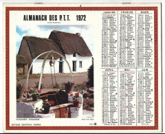 Almanach  Calendrier  P.T.T  -  La Poste -  1972 - Chaumiere Vendeenne - Nice - Big : 1971-80