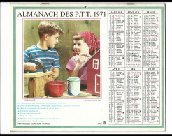 Almanach  Calendrier  P.T.T  -  La Poste -  1971 - Bricoleurs - Camping - Big : 1971-80