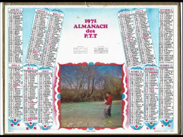 Almanach  Calendrier  P.T.T  -  La Poste -  1971 -   Peche - Bien Ferre - Groot Formaat: 1971-80