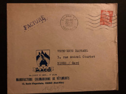 LETTRE MACO MANUFACTURE COLMARIENNE DE VETEMENTS TP M DE GANDON 12F OBL.MEC.22-4 1952 COLMAR RP HAUT-RHIN (68) - Covers & Documents