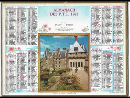 Almanach  Calendrier  P.T.T  -  La Poste -  1971 - Chateau De Langeais - Grand Format : 1971-80