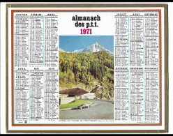 Almanach  Calendrier  P.T.T  -  La Poste -  1971 - Entree Du Tunnel  Du Mont Blanc - Formato Grande : 1971-80