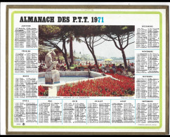 Almanach  Calendrier  P.T.T  -  La Poste -  1971 - Cannes Jardins De La Croisette - Big : 1971-80