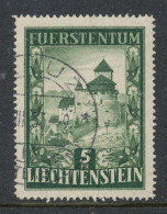 1952 - 5 Fr. SCHLOSS VADUZ - VADUZ CASTLE - FINE USED (SOME IRREGULAR PERFINS AT BOTTOM)                             Hk4 - Usati