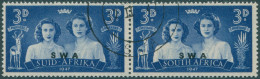 South West Africa 1947 SG136 3d Royal Visit SWA Ovpt Bilingual Pair FU - Namibia (1990- ...)