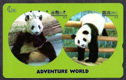 Japan 1V Panda "Yongming, Male" And "Rong Bang, Female"  Adventure World Of Hiroshima Shirahama  Zoo Used Card - Selva