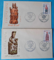 Andorra Andorre Yv.237/38 Série Complète Sur 2 Enveloppes FDC 1974 Europa - FDC