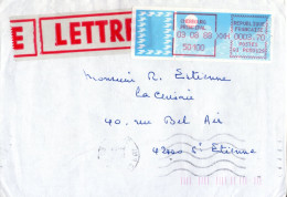 France. Enveloppe. Vignette De Distributeur. 3/08/88. Languette De Dos Découpée - 1985 « Carrier » Papier