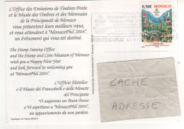 Timbres , Stamps " Exposition Philatélique : Monacophil 2004  " Sur CP , Carte , Postcard Du 06/01/2004 - Brieven En Documenten