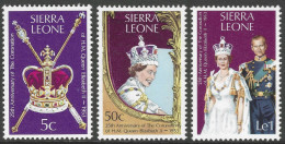 Sierra Leone. 1978 25th Anniversary Of QEII's Coronation. MNH Complete Set. SG 601-603. M2141 - Sierra Leone (1961-...)