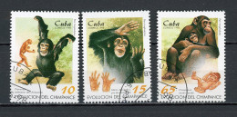 CUBA - LE CHIMPANZÉ  N°Yt 3713+3714+3716 Obl. - Used Stamps