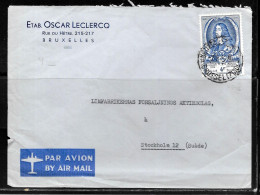 N246 - BELGIQUE - LETTRE DE BRUXELLES DU 02/09/1952 POUR LA SUEDE - OSCAR LECLERCQ - Lettres & Documents