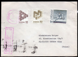 POLAND 1982 SOLIDARITY SOLIDARNOSC PERIOD MARTIAL LAW OCENZUROWANO CENSORED VIOLET CACHETS CENSOR 738 SWEDEN TO OSTROW W - Lettres & Documents