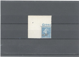 BANDE PUB - N°217a N** -PUB GIBBS -ISSU DE FEUILLE POUR CONFECTION DE CARNET - COIN DE FEUILLE - Unused Stamps