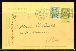 N241 - BELGIQUE - CP ENTIER DE LIEGE DU 24/06/1910 POUR PARIS - FLAMME EXPOSITION DE BRUXELLES - Briefkaarten 1909-1934