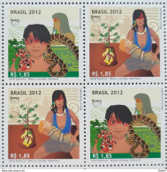 C 3226 Brazil Stamp Upaep Guarana Snake Indian 2012 Block Of 4 Mixed - Unused Stamps