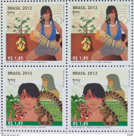 C 3225 Brazil Stamp Upaep Guarana And Cassava Snake Indian 2012 Block Of 4 Mixed - Unused Stamps