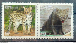C 3218 Brazil Stamp Fauna Moorish Cat And Ocelot Feline 2012 Complete Series Inverted - Unused Stamps