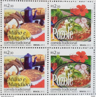 C 3215 Brazil Stamp Diplomatic Relations Mexico Gastronomy Corn And Cassava 2012 Block Of 4 - Unused Stamps