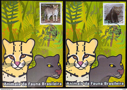 Brazil Maximum Postcard Brazilian Fauna Animals Ocelot And Gato Mourisco 2012 Postcard CBC MS - Cartoline Maximum