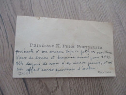 LAOS VIENTANE Carte De Visite Princesse K.Phiu Phetsarath écrite Written - Cartoncini Da Visita