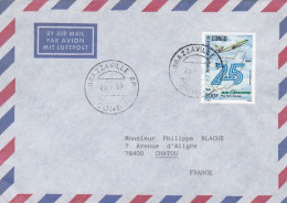 CONGO -1989--Lettre BRAZZAVILLE Pour CHATOU -78 (France) Timbre  25ans Air Afrique (avion) Seul Sur Lettre - Sonstige & Ohne Zuordnung