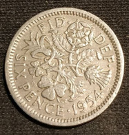 GRANDE BRETAGNE - 6 PENCE 1954 - Elizabeth II - 1ère Effigie - Sans "BRITT:OMN:" - KM 903 - H. 6 Pence