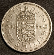 GRANDE BRETAGNE - 1 SHILLING 1954 - Elizabeth II - 1ère Effigie - Sans "BRITT:OMN:" - Blason De L'Angleterre - KM 904 - I. 1 Shilling