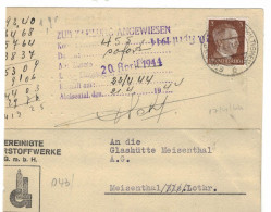 FACTURE SAUERSTOFFWERKE  (ACTUEL OXYGENE LIQUIDE STRASBOURG) 15/4/44  LOT 043 SOUS OCCUPATION ALLEMANDE - Elektrizität & Gas