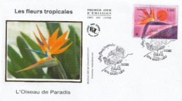 Fdc 2024_Envel. 1er Jour_fdc_soie_Les Fleurs Tropicales, L'Oiseau De Paradis. Oblit. PJ 974 Saint-Leu 09/02/24. - 2020-…