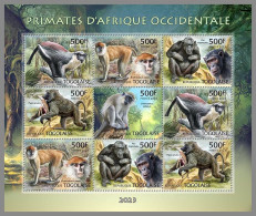 TOGO 2023 MNH West African Primates Primaten Affen M/S – OFFICIAL ISSUE – DHQ2409 - Singes