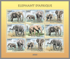 TOGO 2023 MNH African Elephant Afrikanischer Elefant M/S – OFFICIAL ISSUE – DHQ2409 - Eléphants