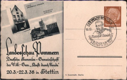 ! PP122 C81, Privatganzsache Stolp, Stralsund, Landesschau Pommern In Stettin, Sondersstempel Rostock 1942 - Cartes Postales